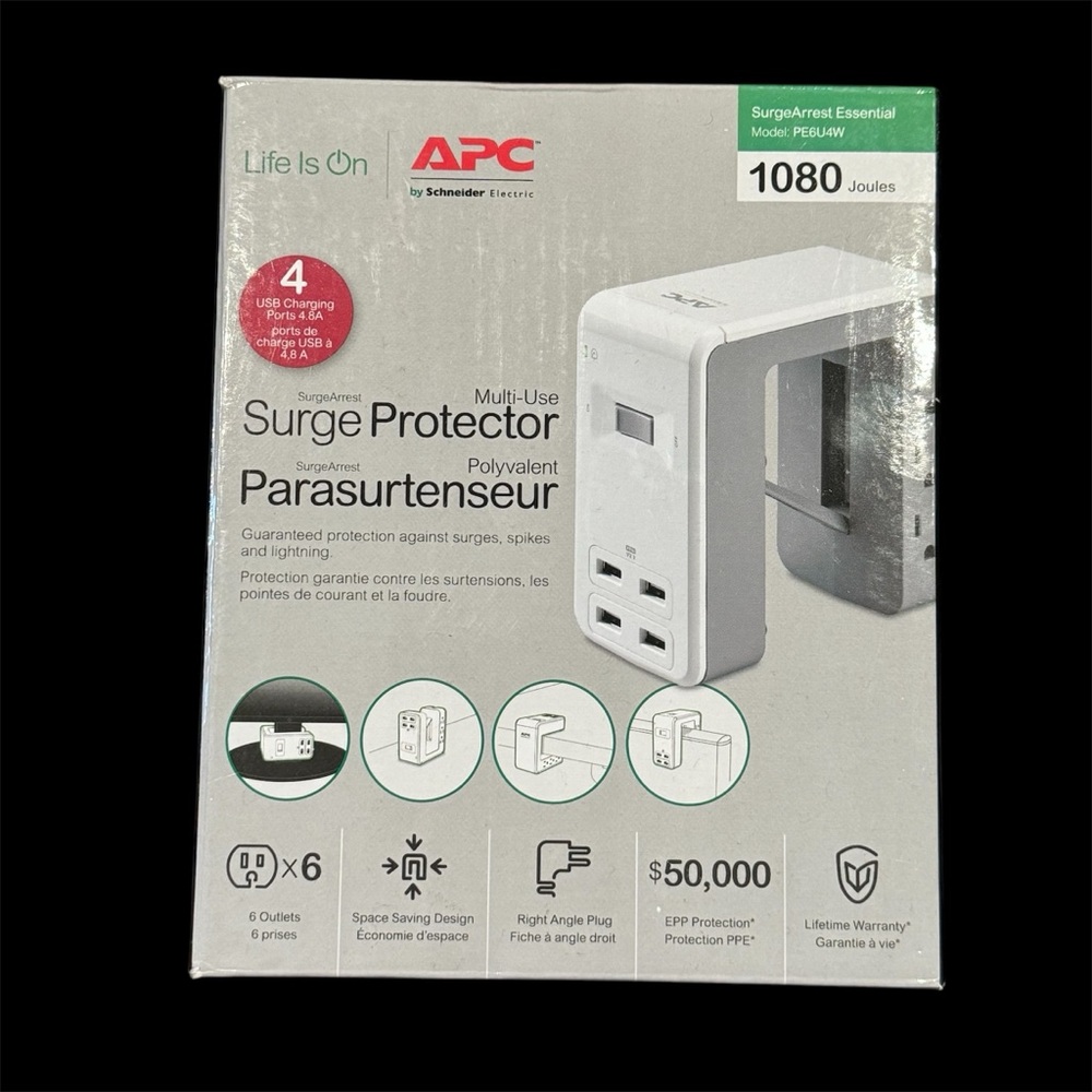 APC - 4 USB 6 Outlet Desk Surge Protector | New